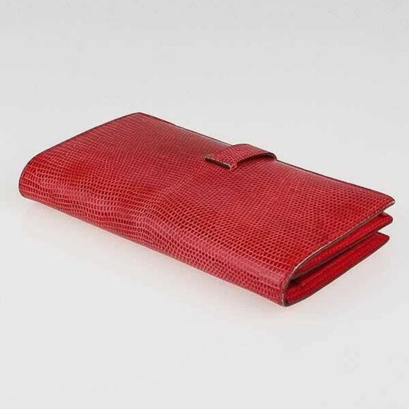 Hermes Bougainvillea Lizard Bearn Gusset Wallet - Picture 3 of 7